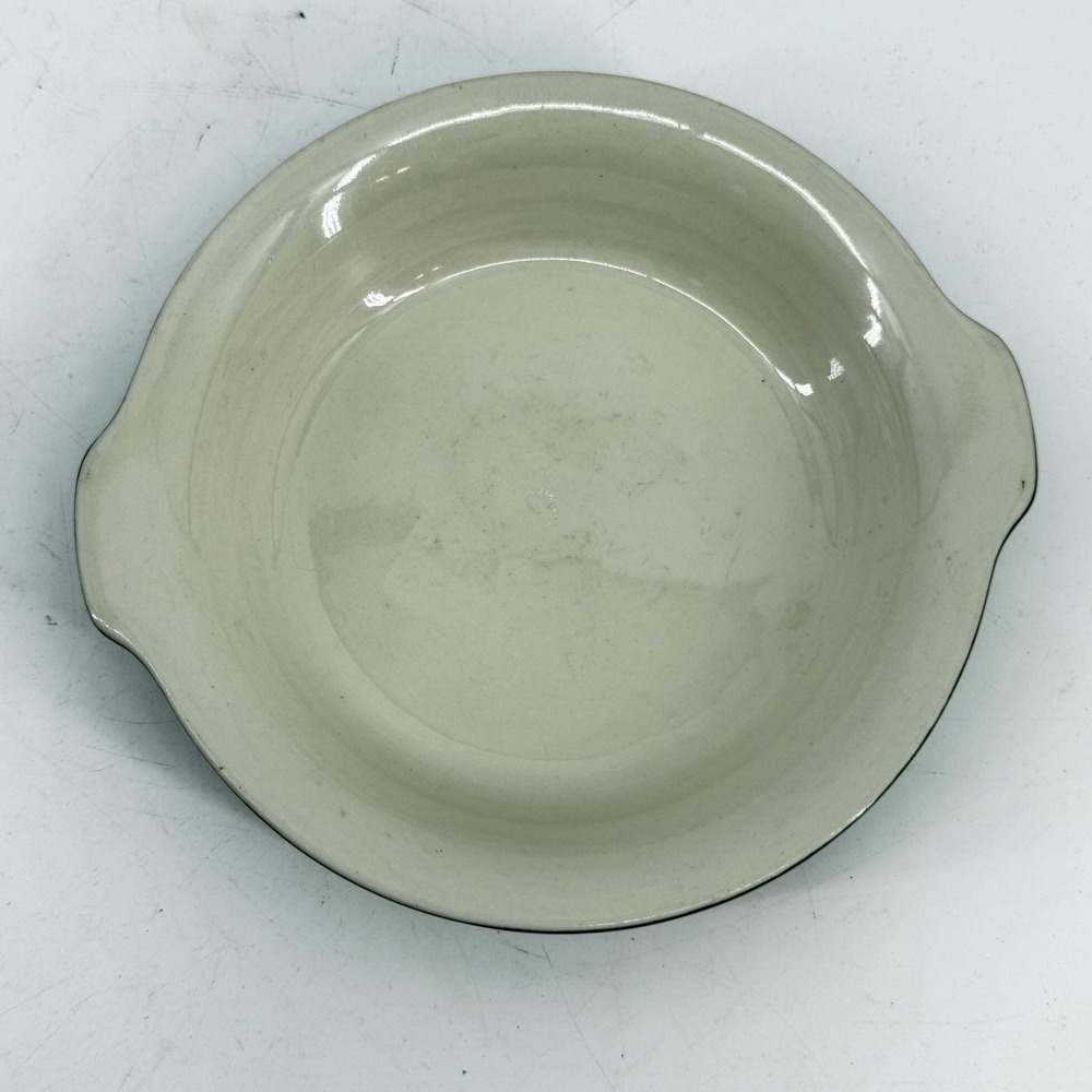 Hall Ceramic Baking Dish 513 Unisex Green White Vintage Tab Handle Stoneware